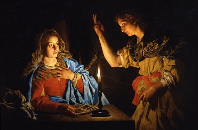 Bebådelsen, tidigt 1600-tal. av Matthias Stomer
