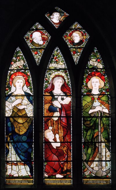 Målarfönstret; Faith, Hope & Charity, St Machars Cathedral, 1873 av Matthijs Maris