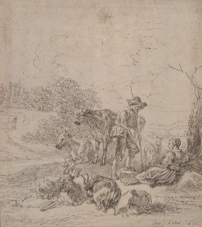 Pastoral scen av Matthys van den Bergh