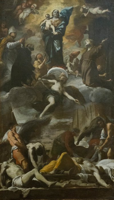 Skizze des Votivfreskos für die Pest von 1656 von Mattia (1613-99) Preti
