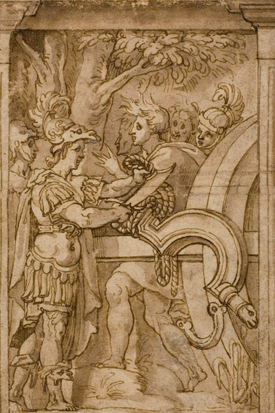 Alexander hugger av den gordiska knuten av Maturino da Firenze