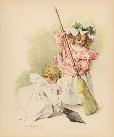 Rengöringshus (färg litho) av Maud Humphrey