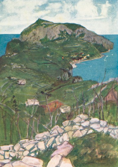 Capri från Villa Jovis (färglitografi) av Maurice (after) Greiffenhagen