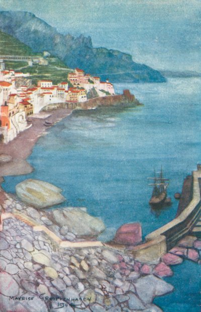 Kväll i Amalfi (färglitografi) av Maurice (after) Greiffenhagen