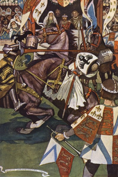 Illustration till Ivanhoe av Sir Walter Scott (färglitografi) av Maurice (after) Greiffenhagen