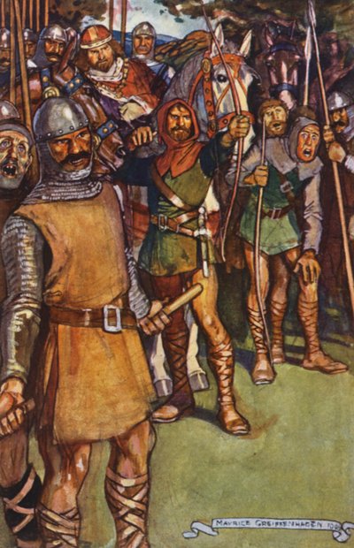 Illustration till Ivanhoe av Sir Walter Scott (färglitografi) av Maurice (after) Greiffenhagen