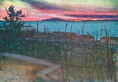 Ischia från Castellamare, solnedgång (färglitografi) av Maurice (after) Greiffenhagen