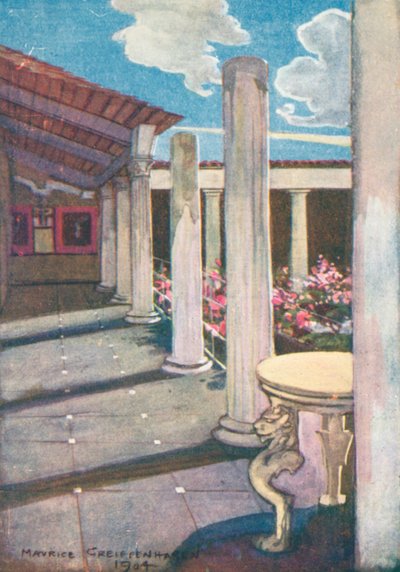 La Casa Dei Vettii, Pompeji (färglitografi) av Maurice (after) Greiffenhagen