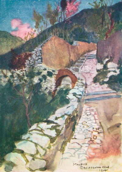 Väg nära Castellamare (färglitografi) av Maurice (after) Greiffenhagen