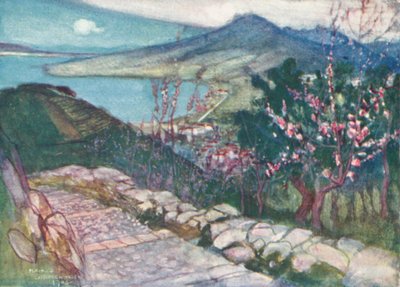 Vesuvius och Neapelbukten (färglitografi) av Maurice (after) Greiffenhagen