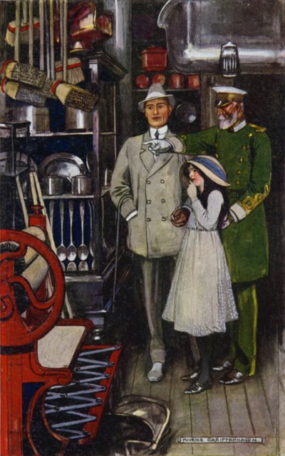 Besök i Bagdad: Top Flat Ironmongery Department (färg litho) av Maurice (after) Greiffenhagen