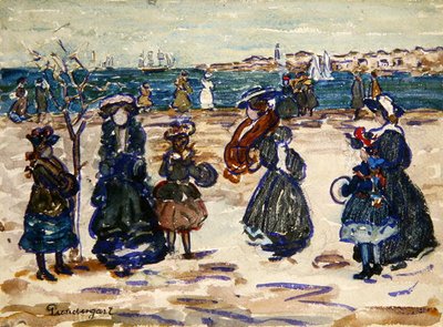 Tvärs över hamnen, Salem (akvarell och gouache över grafit på papper) av Maurice Brazil Prendergast