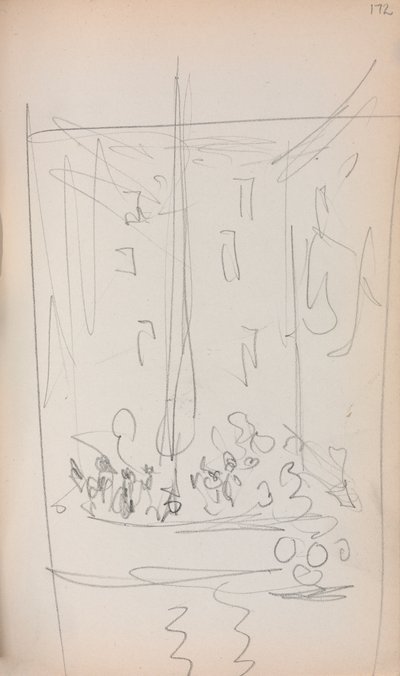 Italiensk skissbok: Båt med figurer sida 172, 1898-1899. av Maurice Brazil Prendergast