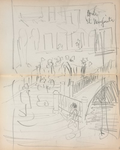 Italiensk skissbok: Bridge St. Margarita sid 67 & 68, 1898-1899. av Maurice Brazil Prendergast