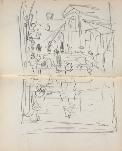 Italiensk skissbok: Bro med figurer sid 209 & 210, 1898-1899. av Maurice Brazil Prendergast