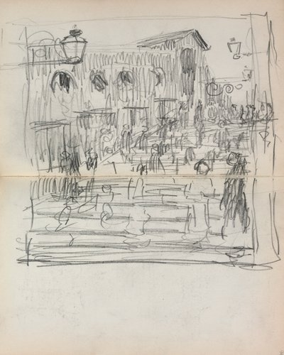 Italiensk skissbok: Bro med figurer sid 93 & 94, 1898-1899. av Maurice Brazil Prendergast