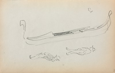 Italiensk skissbok: Gondol och två gondoler sida 14, 1898-1899. av Maurice Brazil Prendergast