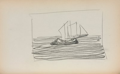 Italiensk skissbok: Segelbåt sida 75, 1898-1899. av Maurice Brazil Prendergast