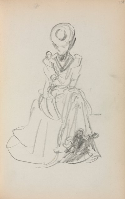 Italiensk skissbok: Sittande kvinna sida 114, 1898-1899. av Maurice Brazil Prendergast