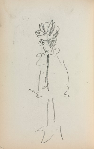 Italiensk skissbok: Stående kvinna 34 Se sida 126, 1898-1899. av Maurice Brazil Prendergast