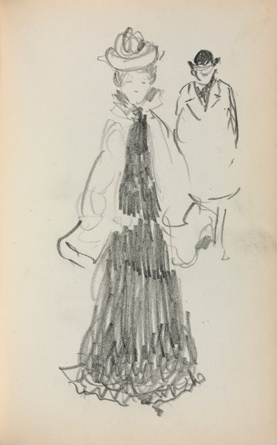 Italiensk skissbok: Stående kvinna och man sida 125, 1898-1899. av Maurice Brazil Prendergast