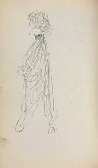Italiensk skissbok: Stående kvinna i profil sida 51, 1898-1899. av Maurice Brazil Prendergast