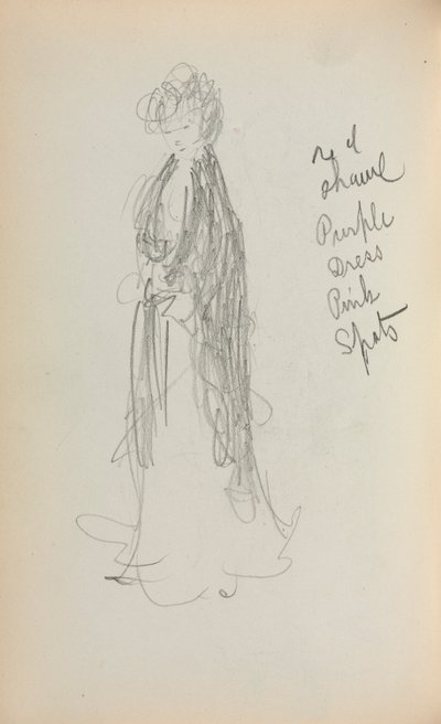 Italiensk skissbok: Stående kvinna med sjal sida 53, 1898-1899. av Maurice Brazil Prendergast