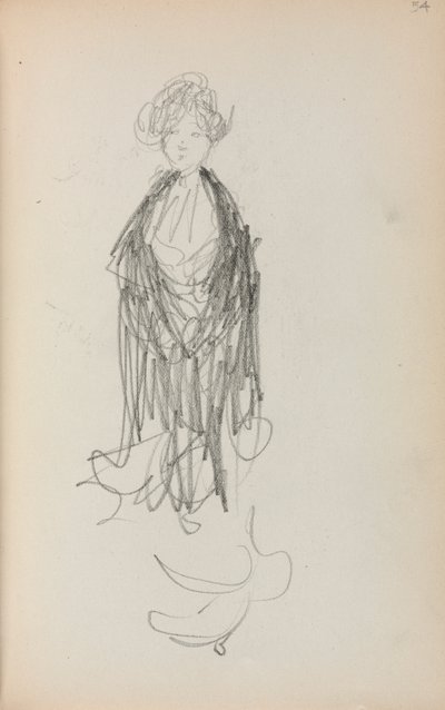 Italiensk skissbok: Stående kvinna med sjal sida 54, 1898-1899. av Maurice Brazil Prendergast
