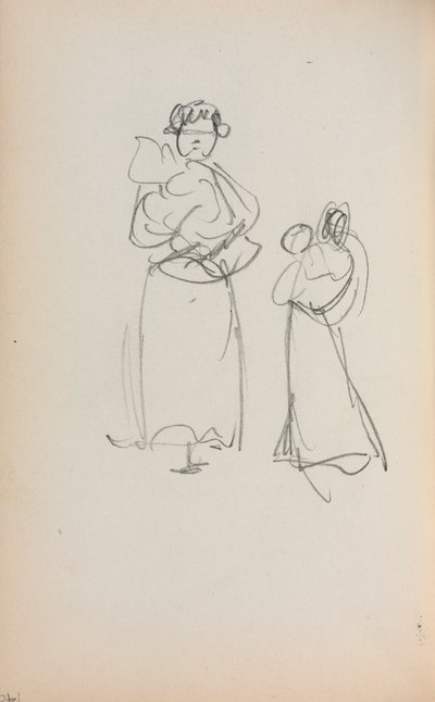 Italiensk skissbok: Två stående kvinnor som håller spädbarn sida 140, 1898-1899. av Maurice Brazil Prendergast