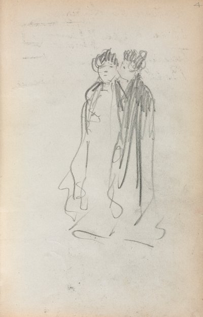 Italiensk skissbok: Två stående kvinnor sida 4, 1898-1899. av Maurice Brazil Prendergast