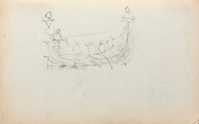 Italiensk skissbok: Venetiansk båt sida 29, 1898-1899. av Maurice Brazil Prendergast