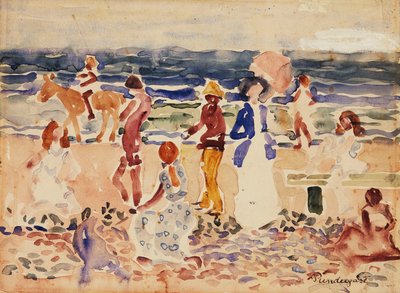 På stranden, ca 1920-23 av Maurice Brazil Prendergast