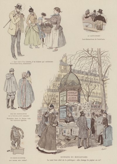 Illustration för Paris Brillant (färg litho) av Maurice Charles Mathieu Bonvoisin