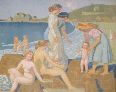 Badgäster på Perros Guirec av Maurice Denis