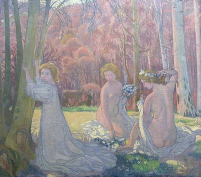 "Figurer i ett vårlandskap helig lund", 1897 av Maurice Denis