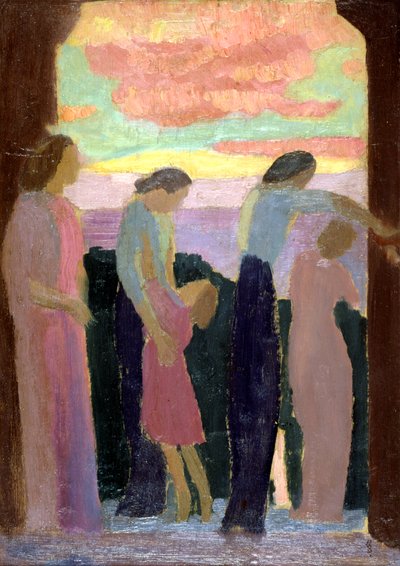 Marthe Denis och barnen på balkongen, c1900-1940 av Maurice Denis