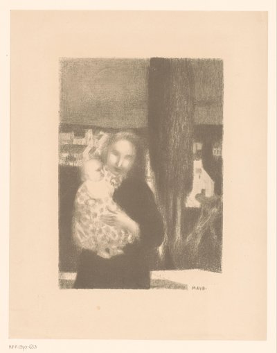 Mamma med baby nära en cypress av Maurice Denis