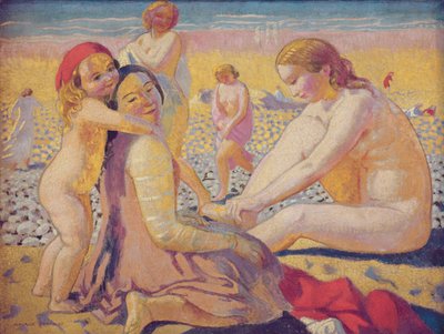 På stranden med en röd hatt av Maurice Denis