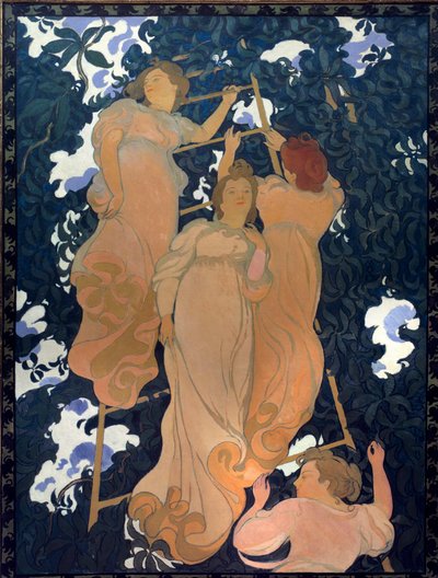 Skalan i lövverk Canvas limmad på kartong för tak av Maurice Denis