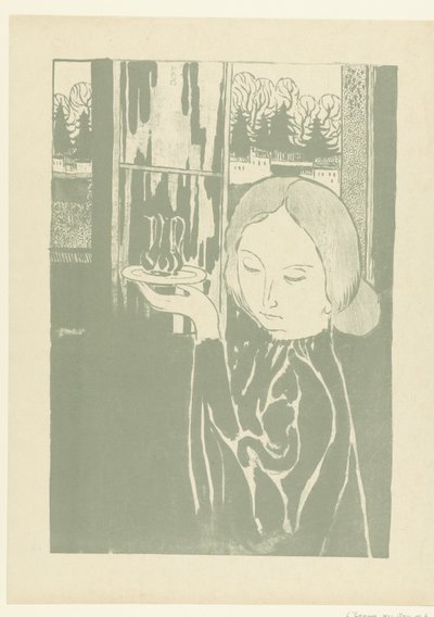 Vrouw met waterkan op dienblad Kvinnan med ewer The Trial (serietitel) av Maurice Denis