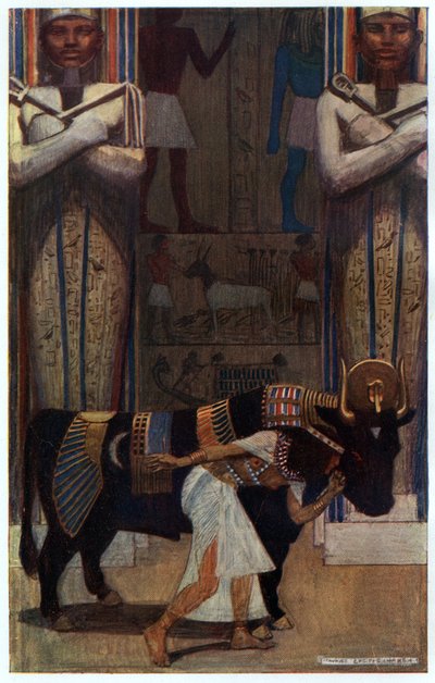 The Girl Wife and the Bath Bull, illustration från "Egyptian Myth and Legend", publicerad av Gresham Publishing, Co. av Maurice Greiffenhagen