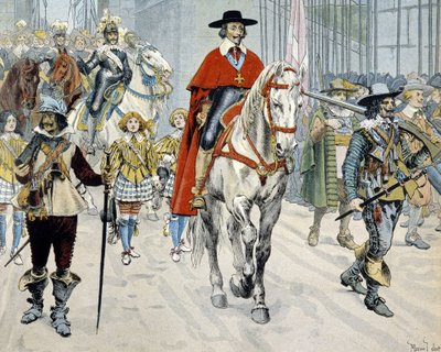 Kardinal Richelieu rider på gatorna i Paris av Maurice Leloir
