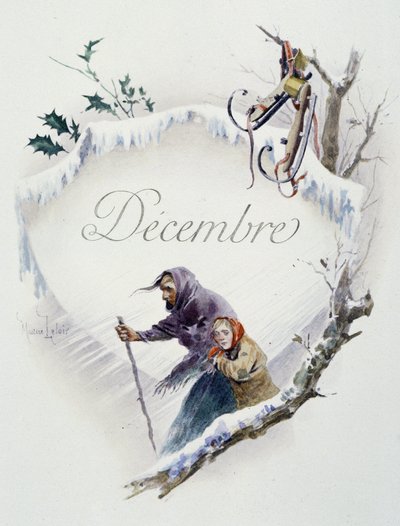 December "" Månadens sång"" av Jérôme Doucet, illustration - Maurice Leloir, red. Reims 1904. L. Michaud av Maurice Leloir