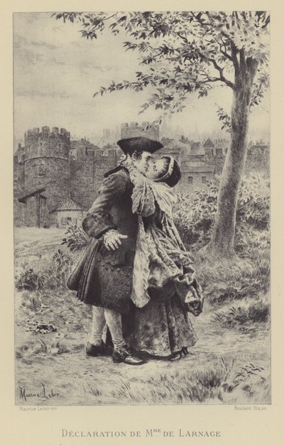 Madame de Larnages förklaring (gravyr) av Maurice Leloir