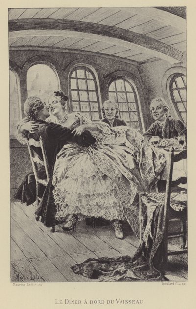 Middag ombord på fartyget (gravyr) av Maurice Leloir