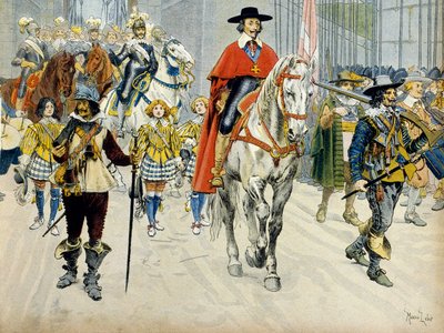 Frankrikes historia: kung Ludvig XIII (1601-1643) och kardinal Richelieu (Armand Jean du Plessis) av Maurice Leloir