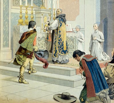Frankrikes historia: Francois Leclerc du Tremblay sa att fader Joseph (1577-1638) eminence grise (förtrogna och kollaboratör) av kardinal Richelieu (Armand Jean du Plessis) av Maurice Leloir