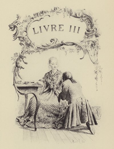 Illustration till bok III av Jean-Jacques Rousseaus bekännelser (gravyr) av Maurice Leloir