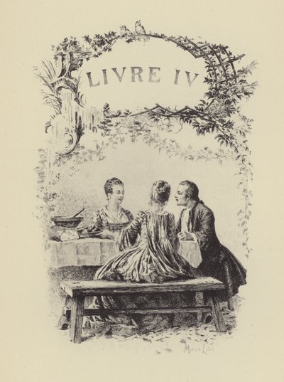 Illustration till bok IV av Jean-Jacques Rousseaus bekännelser (gravyr) av Maurice Leloir