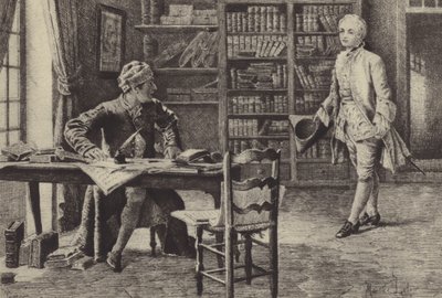 Illustration till bok IX av Jean-Jacques Rousseaus bekännelser (gravyr) av Maurice Leloir